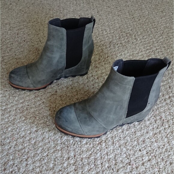 Sorel Lea Wedges boots Gray leather size 10 - Picture 3 of 14